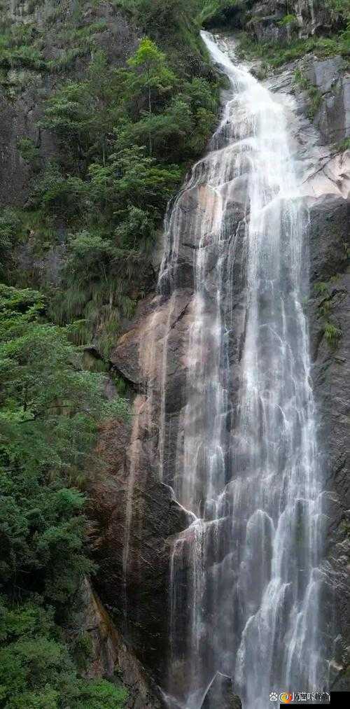 水帘白瀑如饥似渴的壮丽景象